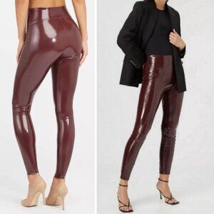 NWT SPANX Women’s Faux Patent Leather Liquid Gloss‎ LEGGINGS 20301R Ruby MEDIUM